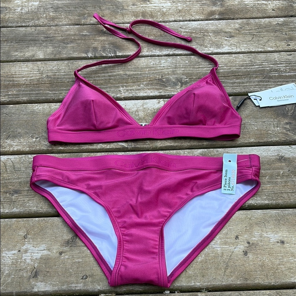 NWT Calvin Klein Fuchsia Bikini Set size L - Picture 4 of 14